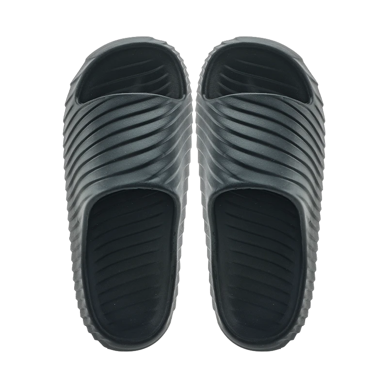 Home Deli 202506 Platform Sole Волнистые мужские черные тапочки 41-42